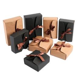 Caixas De Presente Com Fita, Saco De Papel Kraft, Embalagem para Crianças, Decoração De Festa De Aniversário, Suprimentos De Decoração De Casamento, Sacos De Doces - Image 2