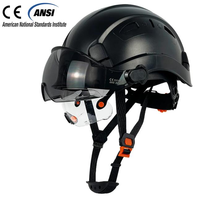 Capacete de segurança com viseira e óculos integrados para engenheiros - Boné industrial em ABS para proteção masculina