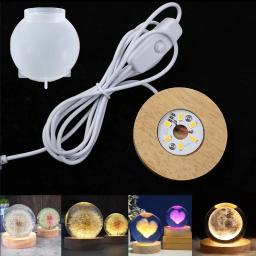 Rodada de madeira LED Light, base iluminada, resina epóxi molde, Silicone 3D bola forma, cristal DIY artesanato, Home Art ornamento - Image 1