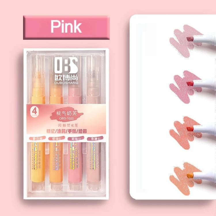 Glitter Color Shiny Canetas Set, Highlighters, pincel marcador, escola de arte, caneta Glitter metálica para desenho, pintura suprimentos, 4pcs - Image 1