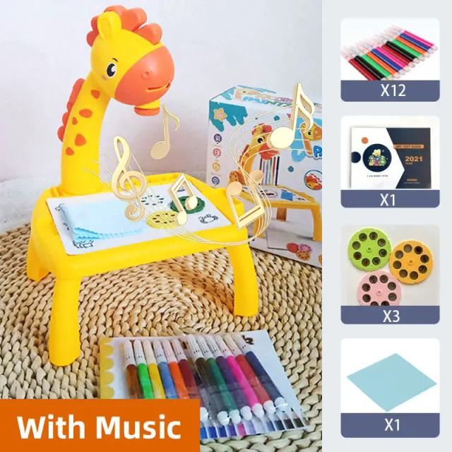 Mesa de Desenho Projetor LED Infantil - Brinquedo Educacional de Pintura