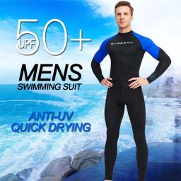 Fato de natação de secagem rápida para homens, proteção UV de nylon adulto, traje de mergulho com snorkel, esportes aquáticos, roupa de mergulho de peça única - Image 1