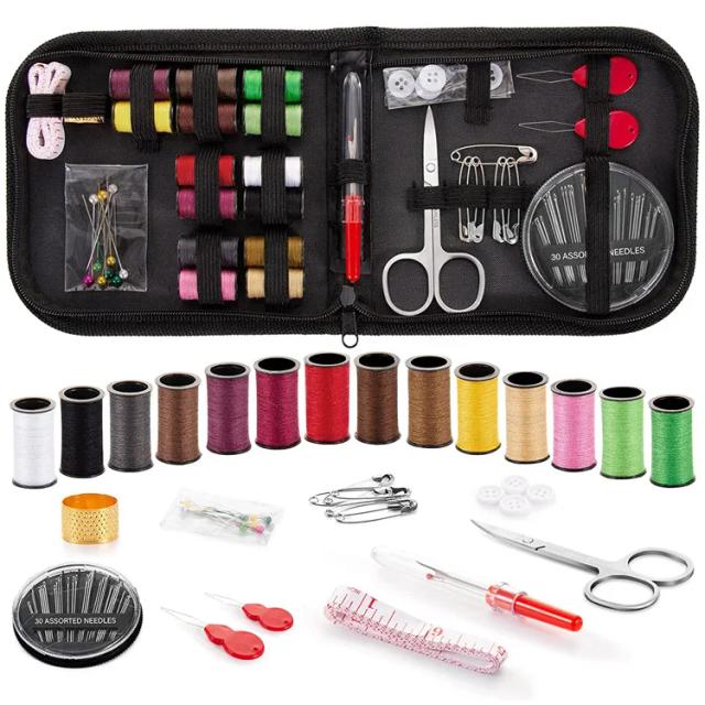 Conjunto Portátil de Costura: Kit Completo com 14 Agulhas, Organizador e Acessórios para Viagem e Armazenamento