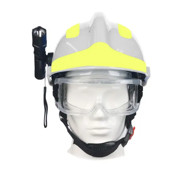 Capacete de Emergência ABS para Bombeiros com Farol e Óculos de Proteção - Segurança e Desempenho em Resgates de Fogo