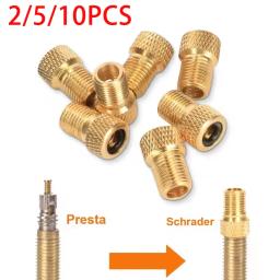 Adaptador de válvula de pneu de bicicleta presta para schrader, adaptador de cobre dourado para bomba de bicicleta, conectores de válvula de pneu f/v para conversor a/v - Image 2