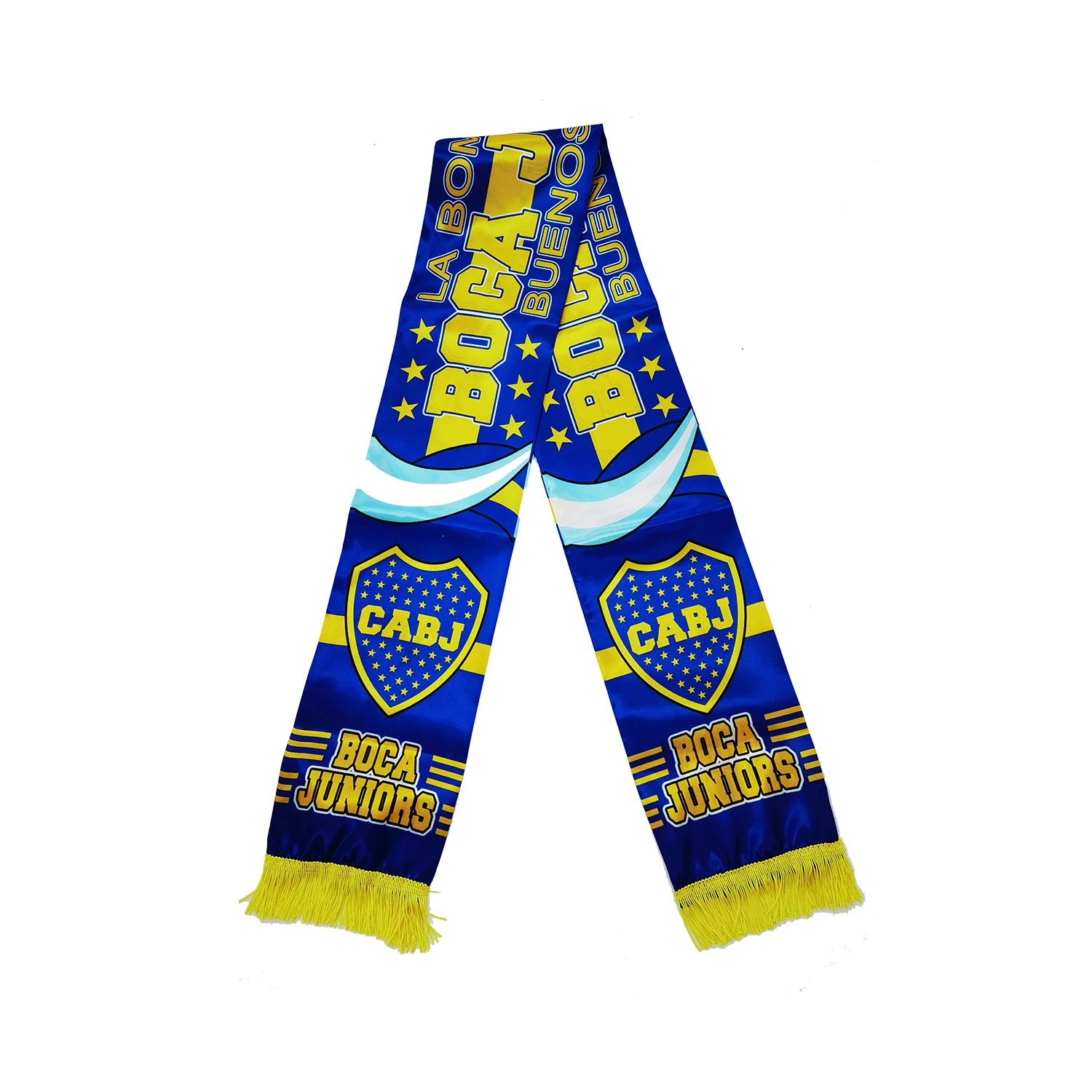 Bandeira de seda para fãs de futebol, impressão lateral dupla, boca, juniores, lenço de cetim, futebol, 15x150cm - Image 1