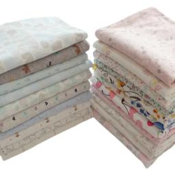 Tecido de malha elástica algodão puro pelo medidor para costurar roupas pano do bebê diy flores grossas dos desenhos animados animal azul macio branco - Image 6