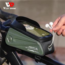 Oeste Biking-Saco À Prova D' Água Da Bicicleta, Telefone Bag, Sensitive Touch Screen, MTB Road Bike, Quadro Frontal, Acessórios de Ciclismo, 7,0" - Image 1