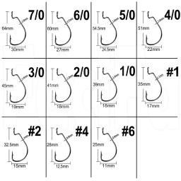 100 pçs ampla lacuna worm ganchos de pesca gabarito manivela grande baixo gancho preto aço alto carbono manivela farpado gancho para isca de pesca macia - Image 2