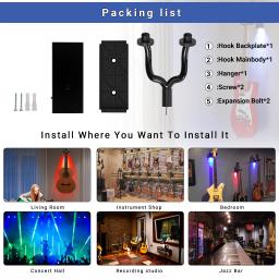 LED Guitar Hanger Com Back Light Display Para Suporte De Montagem De Parede Em 4 Cores Guitarra Acessórios - Image 6