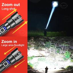 Lanterna LED mais poderosa, lanterna recarregável, lanterna tática de 3000 m, lanterna ultra potente com carregamento USB - Image 3