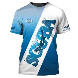 Camiseta de mergulho estampada masculina e feminina, camiseta de manga curta de verão, roupas do clube de mergulho - Image 3