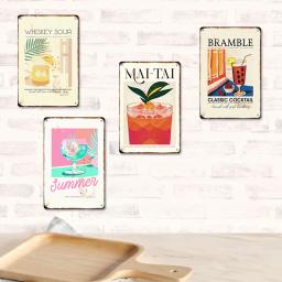 Cocktail Clássico Sinal De Metal Decoração Retro Placa De Placa De Estanho Vintage Cartazes De Parede Cozinha Bar Sala De Café Em Casa Ferro Beber Pintura - Image 2