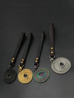 Deluxe Coleira para Cachorro e Conjunto de Cordão Corrente P de Metal para Cães de Estimação Pequenos Médios Grandes Arnês Treinamento Corrigindo Irritabilidade Prata Ouro Cintos de Aço Inoxidável Cabo de Couro Durável - Image 4