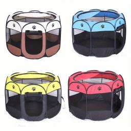 Portátil dobrável octogonal pet tenda, casa de cachorro, gato gaiola, cercadinho, cachorro canil, fácil operação cerca, ao ar livre, cães grandes - Image 2