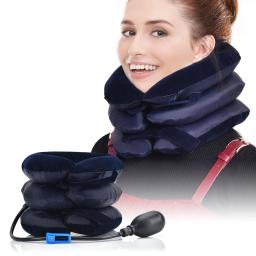 Massageador De Pescoço Com 3 Camadas Para Alívio Da Dor, Almofada De Ar Inflável, Suporte De Tração De Pescoço Cervical, Cinta De Alongamento Do Pescoço - Image 1