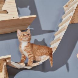Móveis de parede Hammock para gato, Prateleiras De Escalada, Gato Arranhando Post, Escada De Madeira, Escada De Sisal, Quadro De Escalada - Image 2