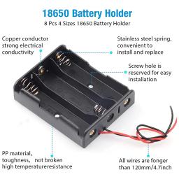 3 pçs 18650 caixa de suporte de bateria 1 slot 3.7v caixa de armazenamento de bateria 1/2/3/4 recipiente de plástico de célula com conectar fios pretos vermelhos - Image 3