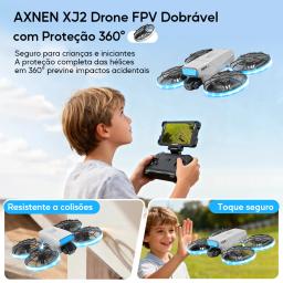 AXNEN XJ2 Mini Drone com Câmera HD Dupla FPV, Quadricóptero Dobrável RC para Crianças Adolescentes Iniciantes, Motor Brushless, Altitude Hold, Decolagem com Um Toque, Presente Ideal com Protetor - Image 2