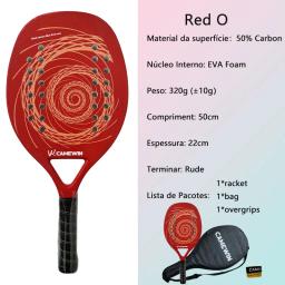 Raquete De Tênis De Praia Com Capa Saco, Camewin Fibra De Carbono, Superfície Áspera, Presente Presente - Image 3
