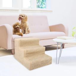 Autorização! Indoor Pet Escadas Ramp Ladder para Filhotes, Dog and Cat Ladder, até 55 lbs, bege, 3 degraus - Image 3