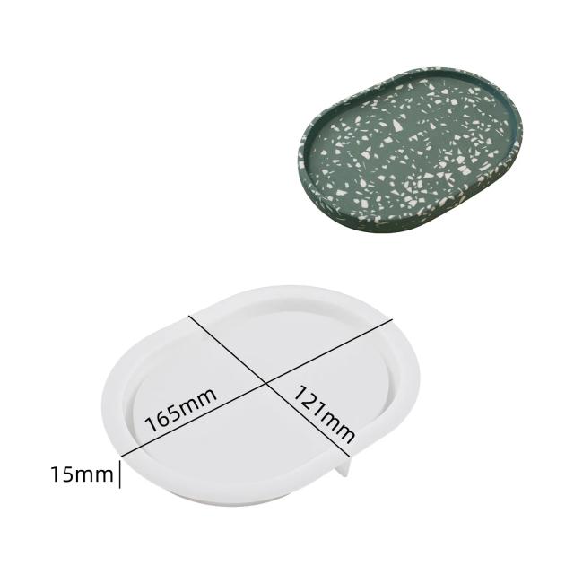 Molde de Silicone Bandeja Oval Flor Esculpida para Concreto e Resina