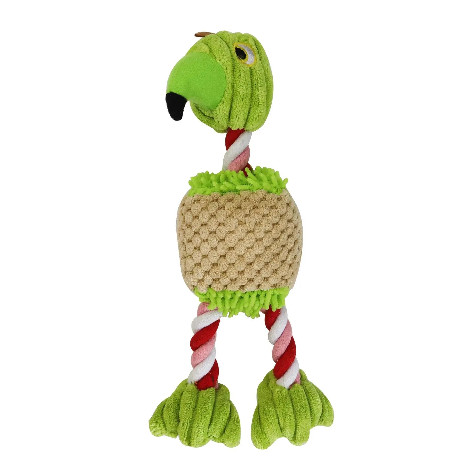 Papagaio Forma Pelúcia Brinquedos Do Cão, Adorável Flamingo Cor Brilhante, Resistente à mordida, Moagem dos dentes e som do produto, Pet Chew Squeaky Toy - Image 1