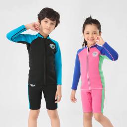 Terno de mergulho infantil em neoprene, maiô de 2 peças altamente elástico para surf e natação, traje profissional para crianças - Image 2