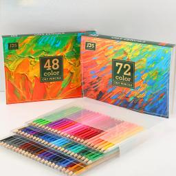 Conjunto de lápis colorido profissional infantil, pintura a óleo, pincéis de arte, encaixotados para crianças, material escolar, caneta lápis, 48 cores, 72 cores - Image 2