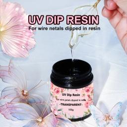 Cola de resina uv dip 40/100ml, para flores de fio, líquido transparente, alto brilho, cura ultravioleta, cristal, cola uv, fabricação de jóias - Image 3