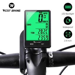WEST BIKING 2.8 "tela grande bicicleta computador sem fio bicicleta computador à prova d'água velocímetro odômetro ciclismo cronômetro - Image 1