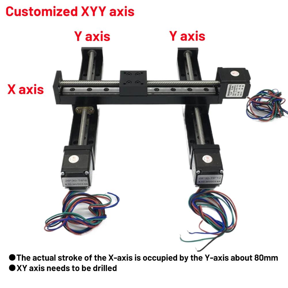 YunDuan XY/XYZ Eixo Mesa Deslizante T06 Mini Parafuso de Chumbo Trapezoidal Kit de Motor de Trilho Linear Pórtico Motorizado Guia de Trilho Linear Estágio