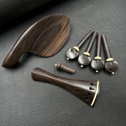 1 conjunto de alta qualidade violino 4/4 ébano natural acessórios de madeira acessórios de peças, tailpiece + pinos de ajuste + endpins + descanso queixo/suporte de queixo - Image 5