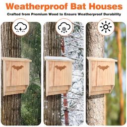 Jardim ao ar livre Ninho de madeira Bat, Madeira maciça, Vento e chuva, Snow Bat Pet House, Insect Fan, Ventilador - Image 3
