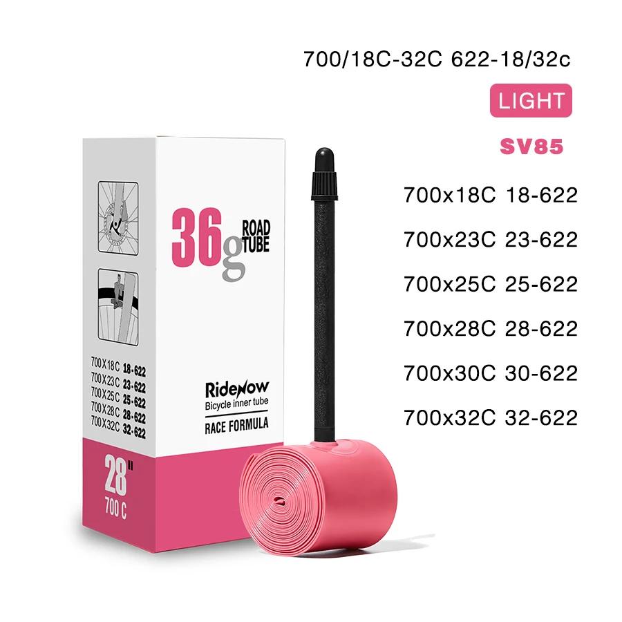 RideNow Tubo Interno Ultraleve para Bicicleta 700 700C 18 25 28 32 Pneu TPU para Bicicleta de Estrada 45/65/85mm Comprimento Válvula Francesa 700C Tubo Interno TPU - Image 1