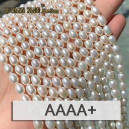 Fine Freshwater Pearls para Fazer Jóias, 100% Natural, AAAA, Forma do Arroz, Spacer Beads, DIY Pulseira, Brincos Acessórios, Loose - Image 1