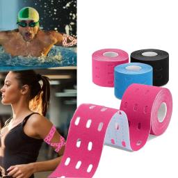 Fita perfurada látex elástica da aptidão, fita adesiva do Kinesio, alívio de dores do músculo, respirável, atlético, esporte, corpo, dor muscular - Image 1