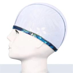 Boné de natação estampado flor para homens e mulheres Cabelo comprido Chapéu de banho de piscina Turbante elástico de nylon Acessório esportivo - Image 2