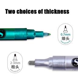 GuangNa Conjunto de canetas marcadoras metálicas, 12 cores, 0,7 mm / 2,3 mm, acrílico, rotulador permanente, à prova d'água, marcadores de grafite, caneta de pintura, arte sup - Image 5