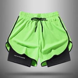 Calções de corrida para homens e mulheres, atletismo de maratona, forro de secagem rápida, falso de duas peças, cortado, verão - Image 1