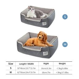 Cama de cachorro macia quadrada, cesta de pelúcia para cães, camas com fundo antiderrapante, lavável, resistente à mordida, camas grandes para cães, tamanho médio, almofada para cães e gatos - Image 2