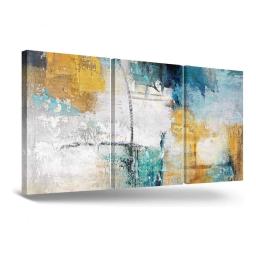 Grande lona decorativa abstrata pintura a óleo, arte da parede, turquesa, cinza, marrom, impressão - Image 6