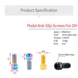 Parafusos anti-derrapantes para bicicleta de montanha, liga de titânio, mtb, mtb, m4 x 8mm, xc am dh, m4 x 8mm, 8 peças - Image 2