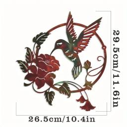 CIFBUY Iron Art Home Decoração, Redonda Metal Hummingbird Ornamentos, Pátio ao ar livre Pingentes, Adesivo de parede - Image 6