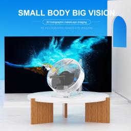 Projetor Holográfico 3D, Apoio Olho Nu, Leitor de Música, Desktop Fan, Publicidade Logotipo, Luz Remota, Ajustar Máquina De Exibição - Image 5