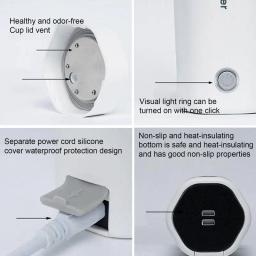 Aquecimento rápido carro xícara de chá viagem 450ml 12v 24v chaleira térmica elétrica portátil garrafa de água carro eletrodomésticos elétricos - Image 6