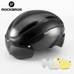 ROCKBROS Capacete De Bicicleta Aero Capacete De Ciclismo Integralmente-moldado Capacete De Bicicleta Homens Mulheres Óculos De Lente MTB Equipamento De Ciclismo De Estrada - Image 1