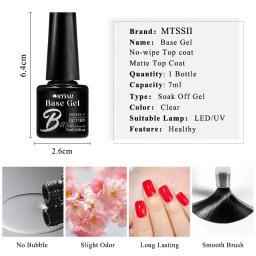 MTSSII-Brilhante Cor Base Gel Esmalte, Semi Permanente, Soak Off, LED UV, Nail Art, No Wipe, Top Coat, Manicure, 7ml - Image 6