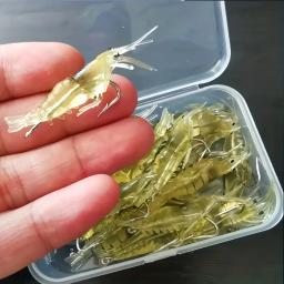 5/10/20 pçs goture camarão iscas de pesca de camarão macio para água doce água salgada luminosa camarão isca conjunto com gancho afiado grânulo - Image 1