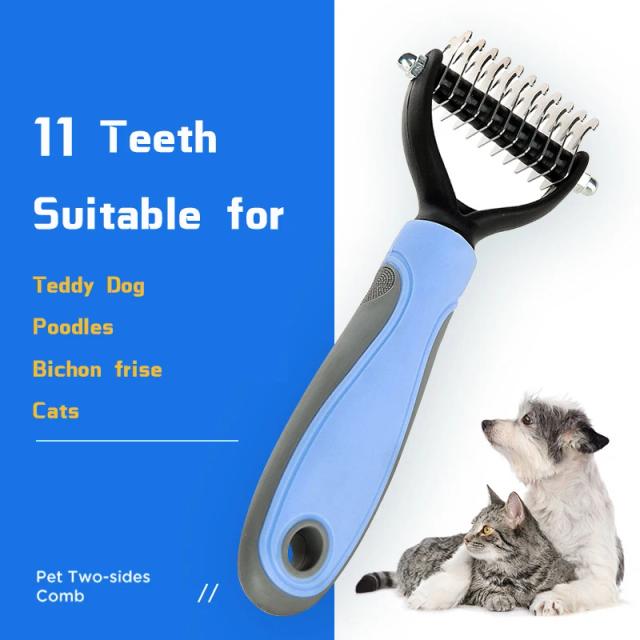 Ferramenta de Grooming para Cães: Escova e Pente para Depilação de Pelos Longos e Encaracolados